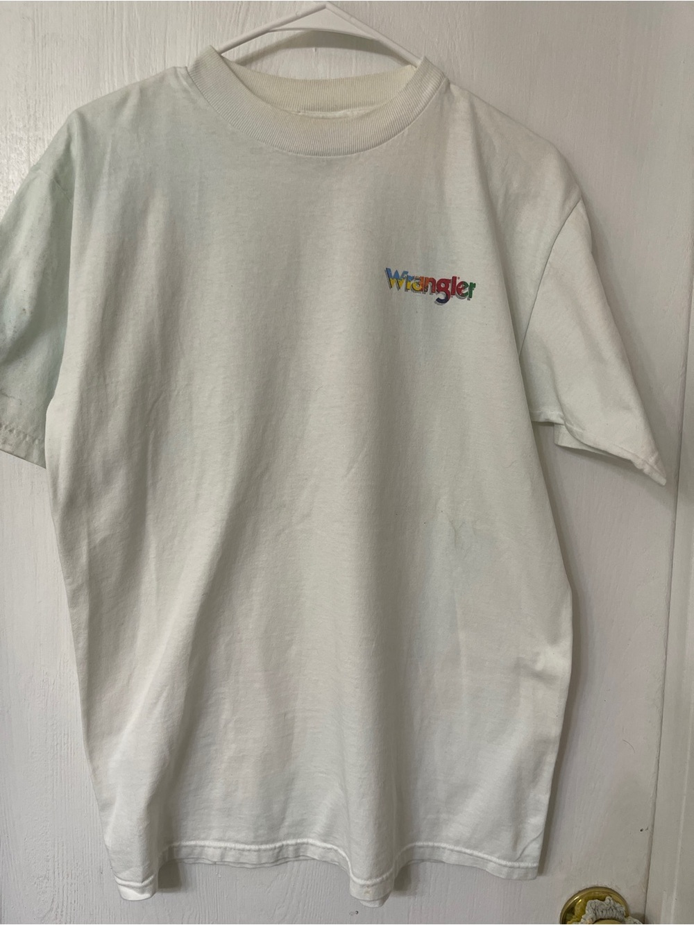 Wrangler Vintage White Tee with Muti-color Logo